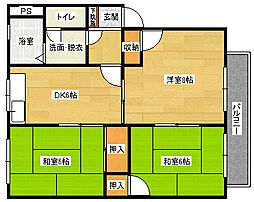 広島高速交通アストラムライン 祇園新橋北駅 徒歩5分の賃貸アパート 2階3DKの間取り