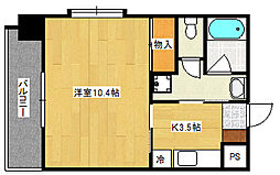広島電鉄5系統 比治山橋駅 徒歩8分の賃貸マンション 5階1Kの間取り