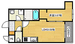 広島電鉄宮島線 商工センター入口駅 徒歩4分の賃貸アパート 1階1LDKの間取り