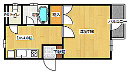 広島電鉄2系統 天満町駅 徒歩4分の賃貸マンション 3階1Kの間取り