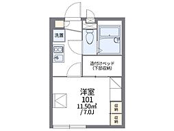 広島電鉄9系統 白島駅 徒歩15分の賃貸アパート 1階1Kの間取り