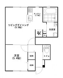 広島電鉄宮島線 修大協創中高前駅 徒歩12分の賃貸アパート 1階1LDKの間取り