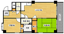 広島電鉄1系統 中電前駅 徒歩3分の賃貸マンション 2階2LDKの間取り