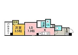 広島電鉄8系統 十日市町駅 徒歩3分の賃貸マンション 6階1LDKの間取り