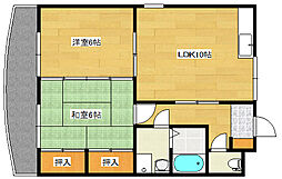 JR可部線 緑井駅 徒歩7分の賃貸マンション 1階2LDKの間取り