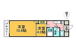 広島電鉄2系統 胡町駅 徒歩2分の賃貸マンション 8階2Kの間取り