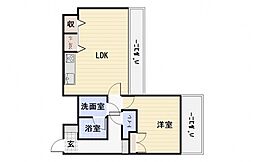 広島電鉄1系統 市役所前駅 徒歩7分の賃貸マンション 7階1LDKの間取り