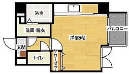 広島電鉄2系統 稲荷町駅 徒歩4分の賃貸マンション 12階ワンルームの間取り