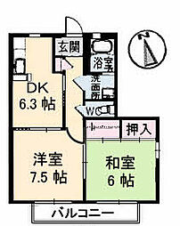 JR可部線 安芸長束駅 徒歩17分の賃貸アパート 1階1LDKの間取り