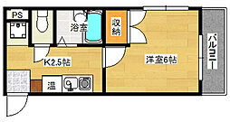 広島電鉄8系統 十日市町駅 徒歩2分の賃貸マンション 3階1Kの間取り