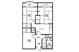 JR可部線 古市橋駅 徒歩6分の賃貸マンション 2階3DKの間取り