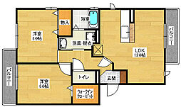 広島高速交通アストラムライン 西原駅 徒歩7分の賃貸アパート 3階2LDKの間取り