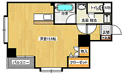 広島電鉄2系統 銀山町駅 徒歩8分の賃貸マンション 3階ワンルームの間取り