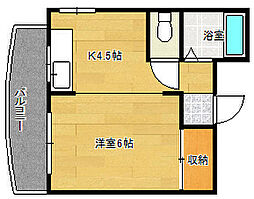 広島電鉄5系統 比治山橋駅 徒歩3分の賃貸マンション 4階1Kの間取り