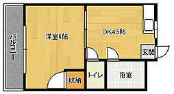 JR可部線 下祇園駅 徒歩7分の賃貸マンション 1階1Kの間取り