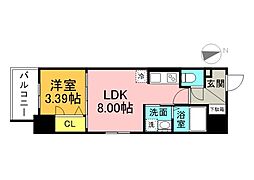 広島電鉄2系統 天満町駅 徒歩3分の賃貸マンション 5階1LDKの間取り