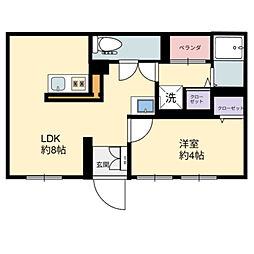 JR山陽本線 横川駅 徒歩4分の賃貸マンション 3階1LDKの間取り