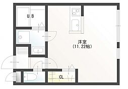 広島高速交通アストラムライン 上安駅 徒歩5分の賃貸アパート 1階ワンルームの間取り