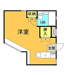 広島電鉄5系統 比治山橋駅 徒歩13分の賃貸マンション 5階ワンルームの間取り