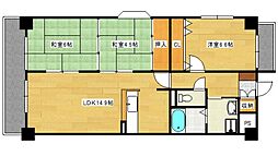 広島電鉄宮島線 修大協創中高前駅 徒歩9分の賃貸マンション 5階3LDKの間取り