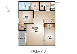 広島電鉄8系統 舟入町駅 徒歩6分の賃貸アパート 3階2LDKの間取り