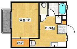 広島高速交通アストラムライン 大町駅 徒歩5分の賃貸アパート 2階1Kの間取り