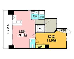 広島電鉄1系統 袋町駅 徒歩6分の賃貸マンション 1階1LDKの間取り