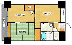 広島高速交通アストラムライン 西原駅 徒歩10分の賃貸マンション 8階2DKの間取り
