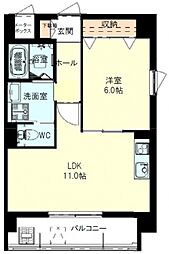 広島電鉄2系統 本川町駅 徒歩4分の賃貸マンション 5階1LDKの間取り