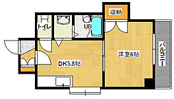 広島電鉄8系統 舟入川口町駅 徒歩7分の賃貸マンション 7階1DKの間取り