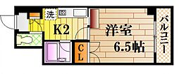 広島電鉄8系統 横川一丁目駅 徒歩8分の賃貸マンション 4階1Kの間取り