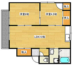 広島電鉄2系統 広電西広島(己斐)駅 徒歩21分の賃貸アパート 2階2LDKの間取り