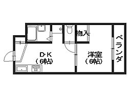 JR可部線 安芸長束駅 徒歩17分の賃貸マンション 1階1DKの間取り
