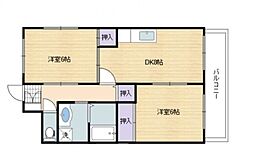 JR芸備線 矢賀駅 徒歩13分の賃貸マンション 1階2DKの間取り