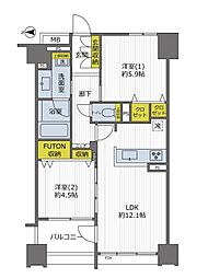 藤和河原町二条ホームズ 2LDKの間取図画像