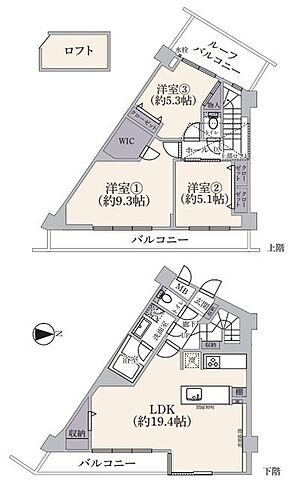 間取り エバーグリーンパレス新宿 5階/-