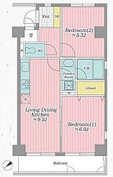 サンピア浮間舟渡 2LDKの間取図画像