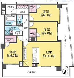 レクセルヒルズ中落合見晴坂 3LDKの間取図画像