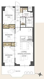 西台パーク・ホームズ 3LDKの間取図画像