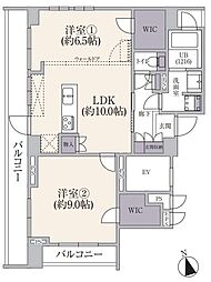 アデッソ新宿若松町 2LDKの間取図画像