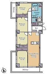 ライオンズマンション大山西町 4LDKの間取図画像