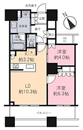 ザ・パークハウス西新宿タワー60 2LDKの間取図画像