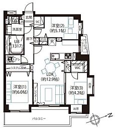 セザール高井戸ガーデン 3LDKの間取図画像