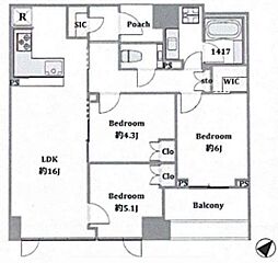 スカイフォレストレジデンス 3LDKの間取図画像