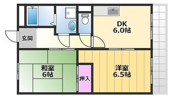 みずまちビル 3D｜大阪府堺市堺区北三国ヶ丘町5丁(賃貸マンション2DK・3階・43.00㎡)の写真 その2