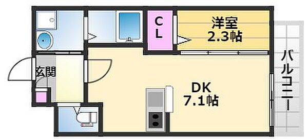 Almo　Casa三国ヶ丘 2FE｜大阪府堺市堺区向陵東町2丁(賃貸マンション1DK・2階・24.88㎡)の写真 その2