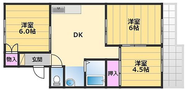 FKマンション2 302｜大阪府堺市北区大豆塚町2丁(賃貸マンション3DK・3階・53.76㎡)の写真 その2