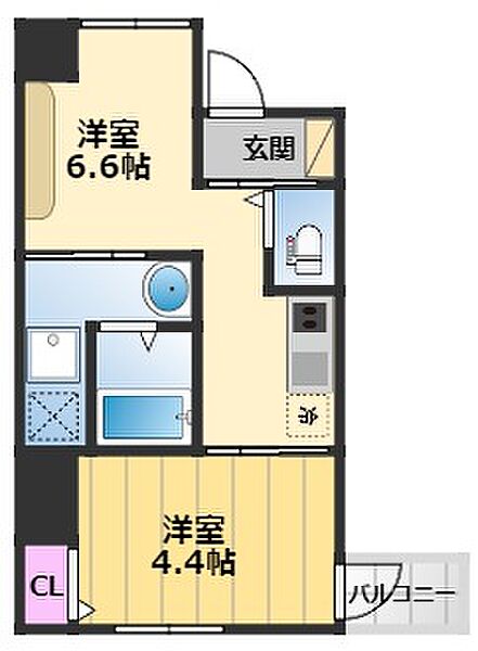 エヌエムトラントトワ 9FE｜大阪府堺市堺区少林寺町西1丁(賃貸マンション2K・9階・27.55㎡)の写真 その2