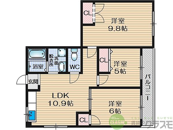 大阪府茨木市真砂1丁目(賃貸マンション3LDK・3階・58.00㎡)の写真 その2