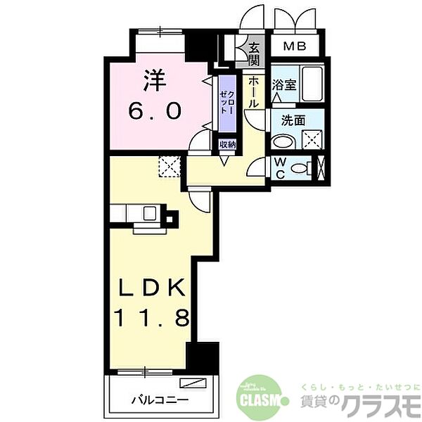 大阪府茨木市畑田町(賃貸マンション1LDK・5階・46.65㎡)の写真 その2